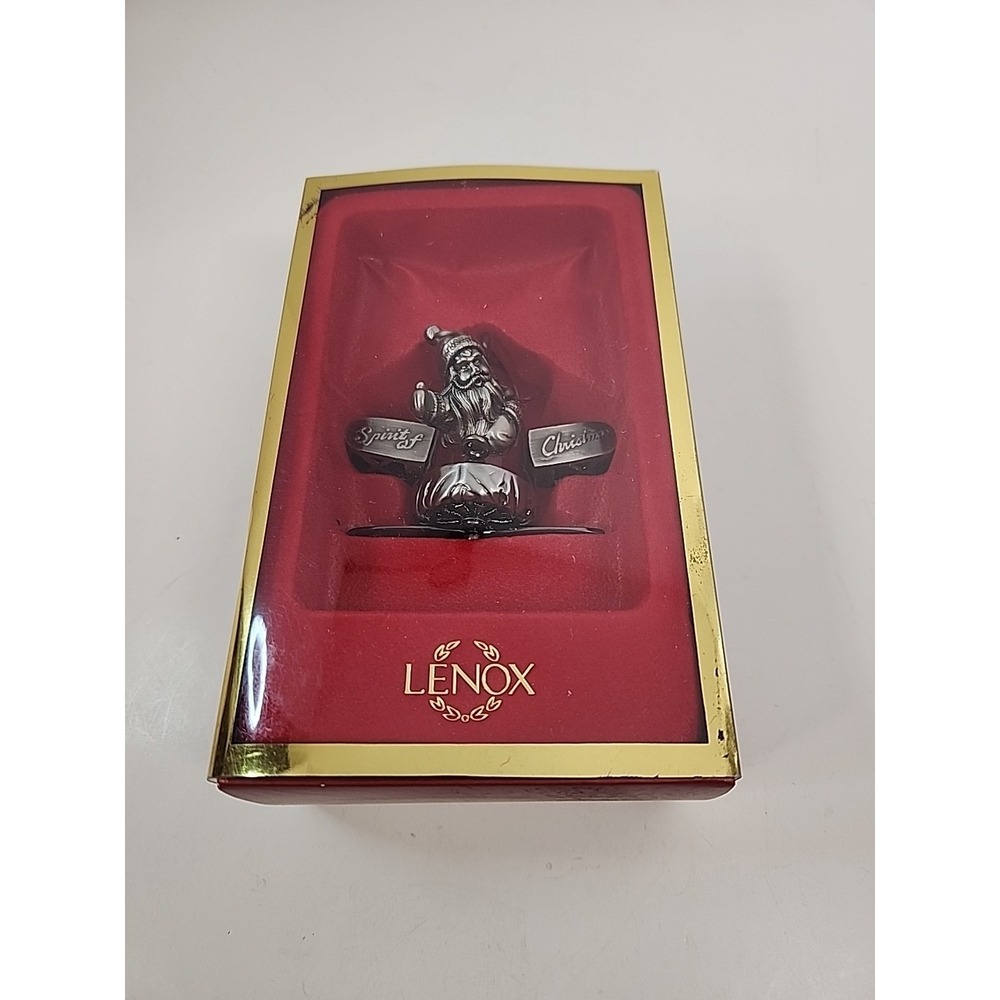 Lenox Christmas Ornament Santa's Flight Red Glass & Pewter Santa In Original Box